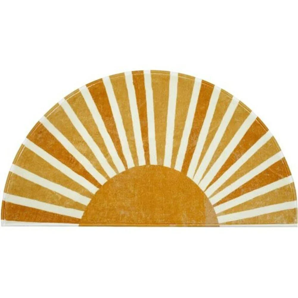 Boho Bathroom Rug Non Slip Washable Half Circle Mat Rainbow Door Mat Soft